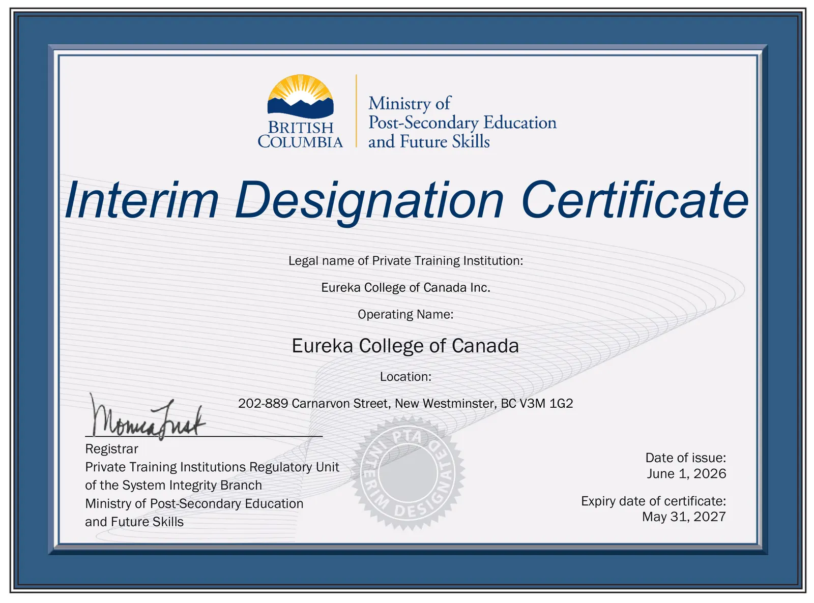 college designation certificate